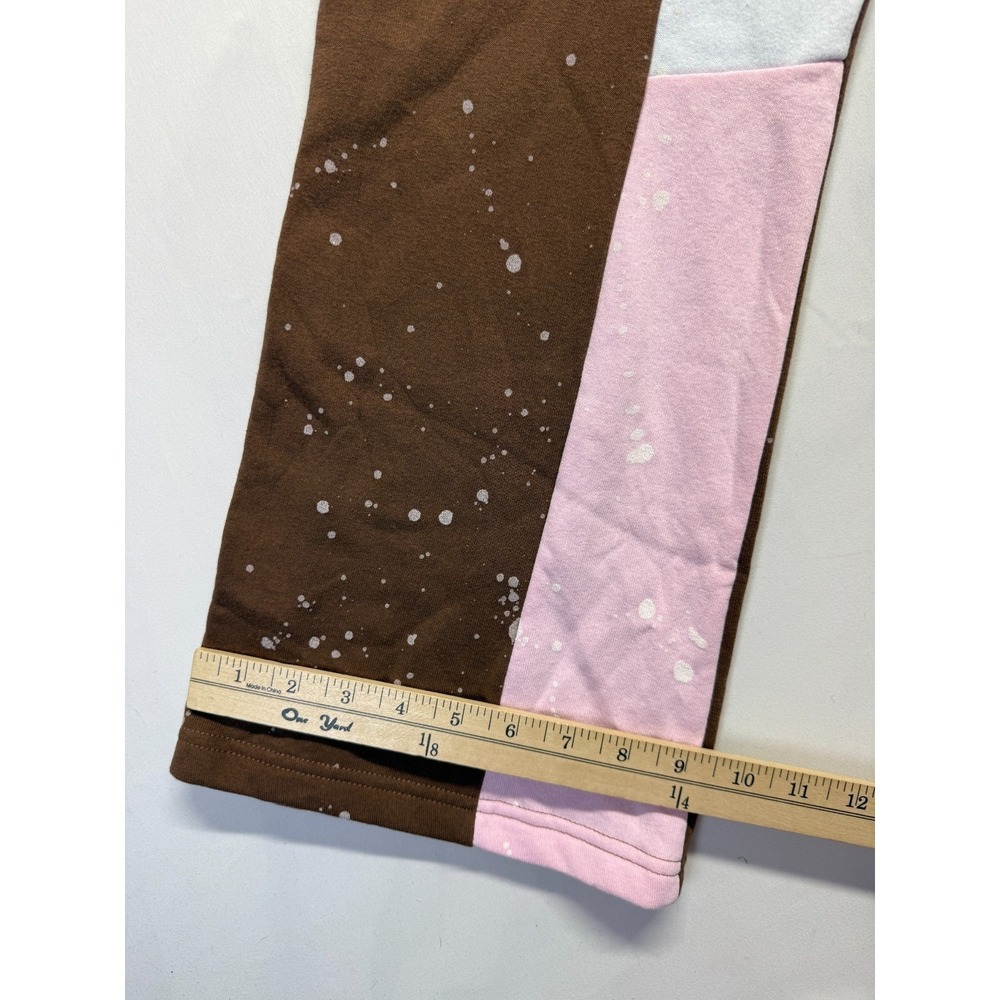 BoohooMAN Regular Gusset Sweatpants Mens Medium Chocolate Brown Paint Splatter - Picture 12 of 13